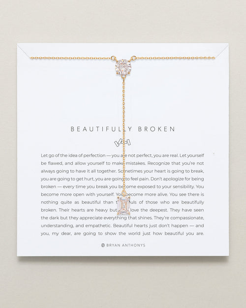 Beautifully Broken Emerald Cut Lariat Necklace