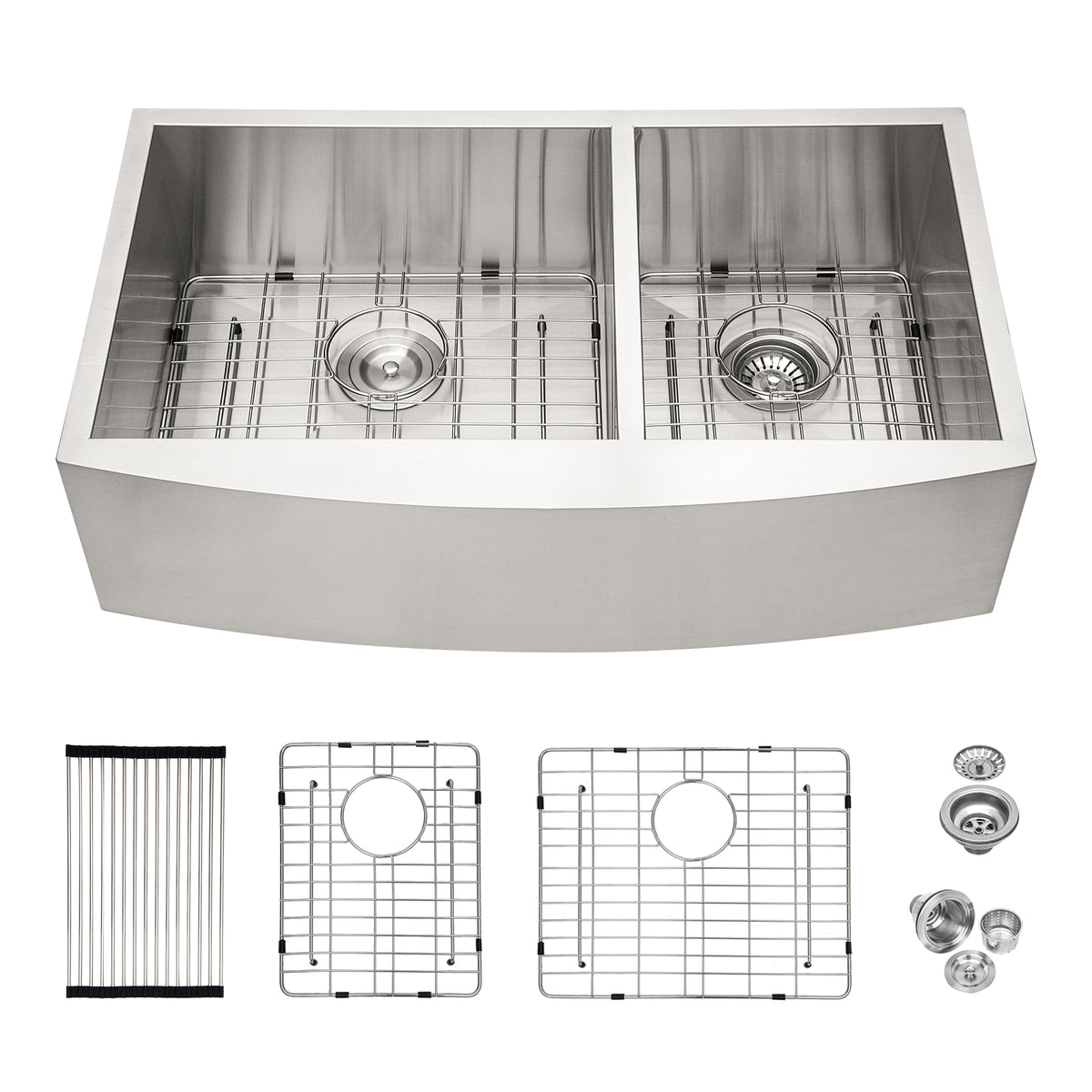 Double Bowl Farmhouse Sink 33'x20' Stainless Steel Undermount Apron Front with T