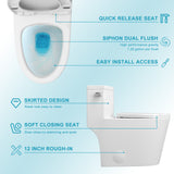 Modern One-Piece Elongated Toilet in White with Sleek Design