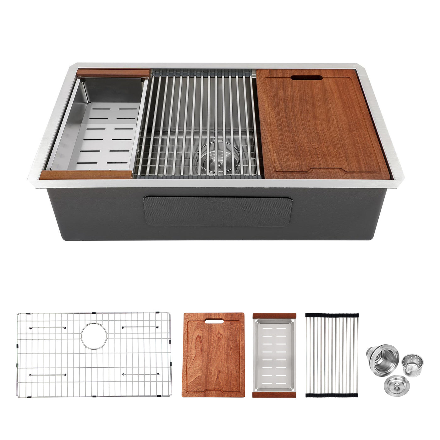Brushed Nickel Undermount Kitchen Sink 30x19 Stainless Steel 16 Gauge