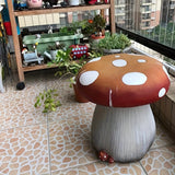 13.4" Mushroom Resin Garden Stool with Forest Base