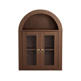 Wall Mounted Arched Glass Door Cabinet with Light and Shelves