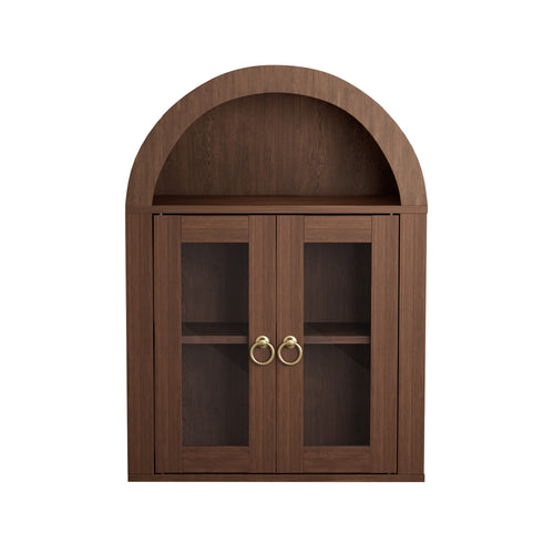 Wall Mounted Arched Cabinet Glass Doors Light Adjustable Shelves
