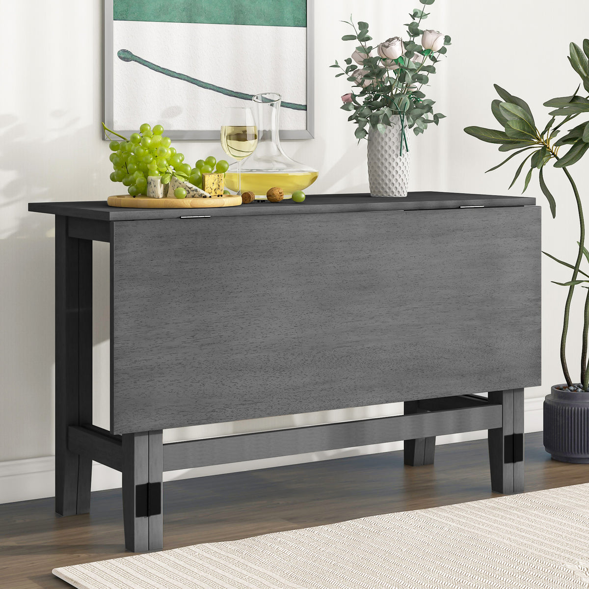 Solid Wood Dining Table Gray 51"