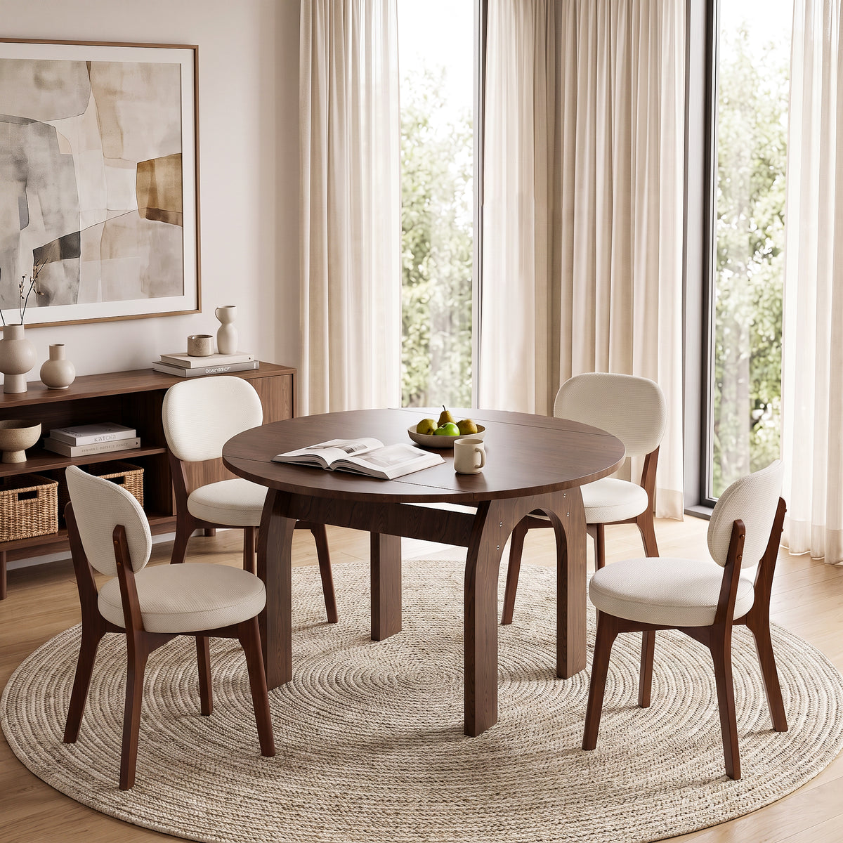 Solid Wood Dining Table Walnut 56"