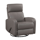 Mocha Leather Glider Recliner Chair Swivel Motion Wood