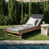 Teak Acacia Wood Chaise Lounge, 3-Position Adjustable, 400 lbs