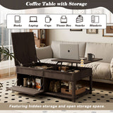 U-Can Lift-Top Coffee Table Hidden Compartment Brown
