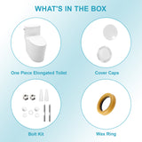 Modern One-Piece Elongated Toilet in White with Sleek Design