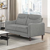 Gray Chenille Love Seat Pocket Coil Sofa Wood Frame