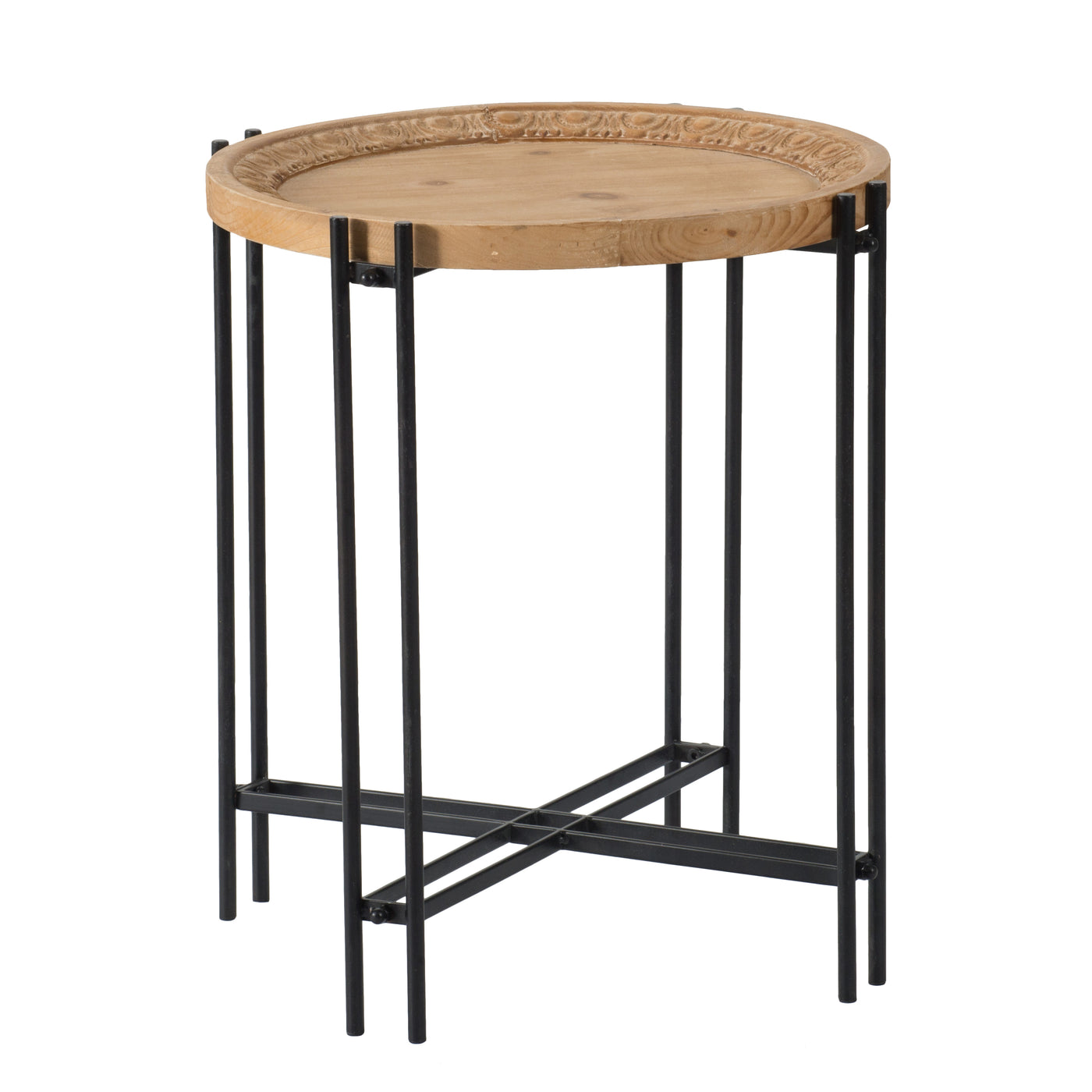 21.5" x 24" Round Wood Top Side Table for Living Room