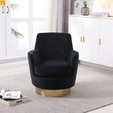 Accent Chair Barrel Swivel Velvet Charcoal Gold Base 300 lb 29in