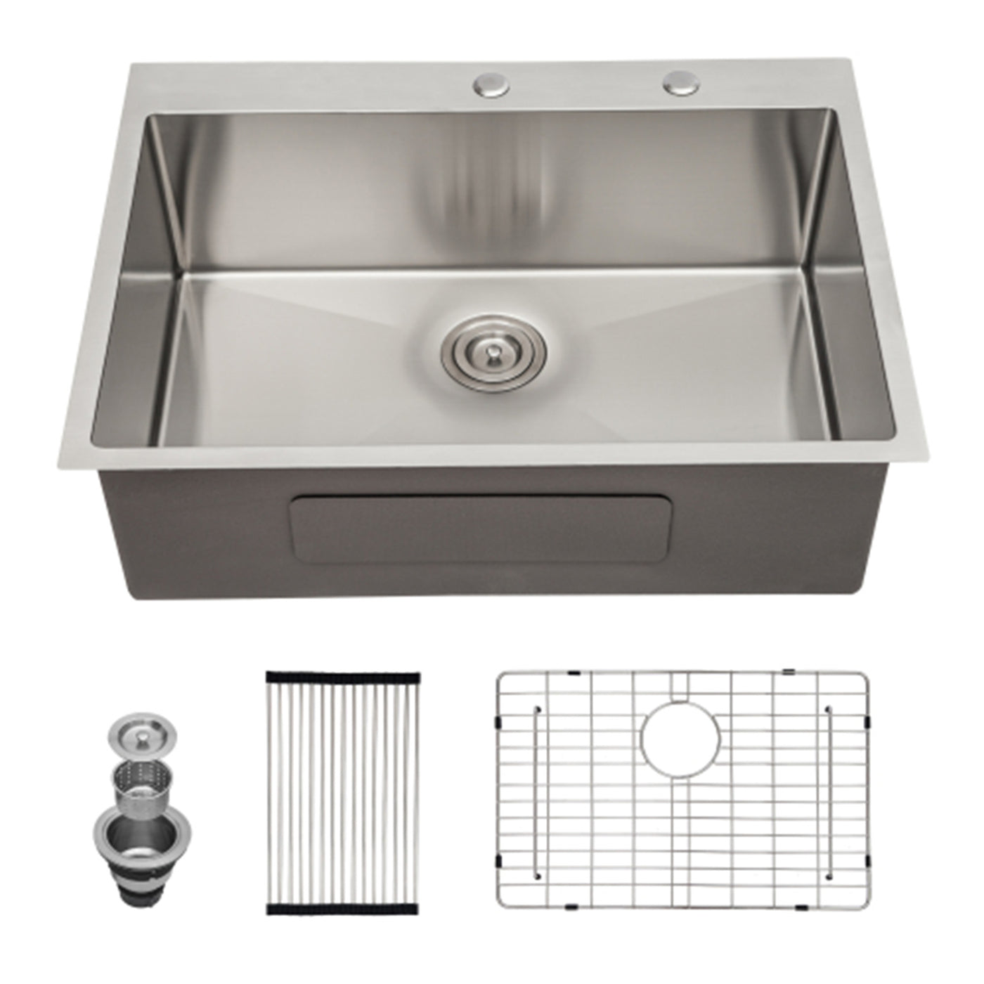 Brushed Nickel 33x22 Drop-In Kitchen Sink Stainless Steel