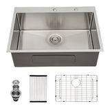 Brushed Nickel 33x22 Drop-In Kitchen Sink Stainless Steel