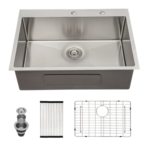 Brushed Nickel 33x22 Drop-In Kitchen Sink Stainless Steel