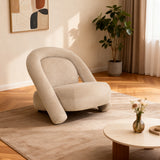 Fabric Accent Chair Beige Coffee