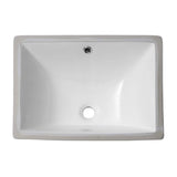 Contemporary White Ceramic Rectangular Undermount Bathroom Sink with Overflow, 1