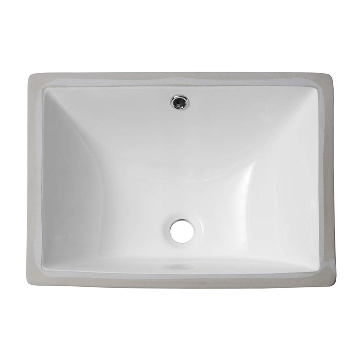 European Style White Ceramic Rectangular Undermount Bathroom Sink with Overflow,