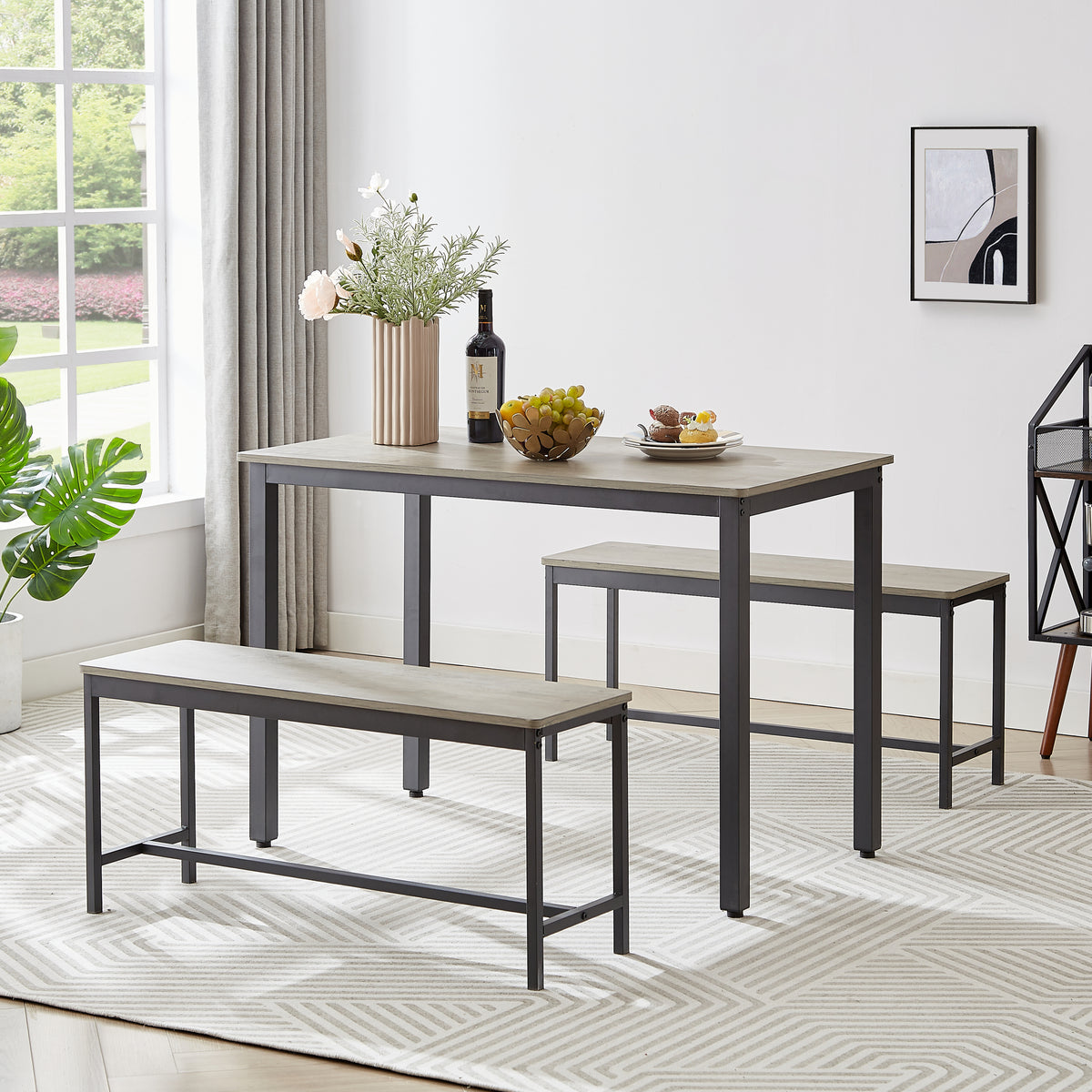 Engineered Wood Bar Table Set Grey