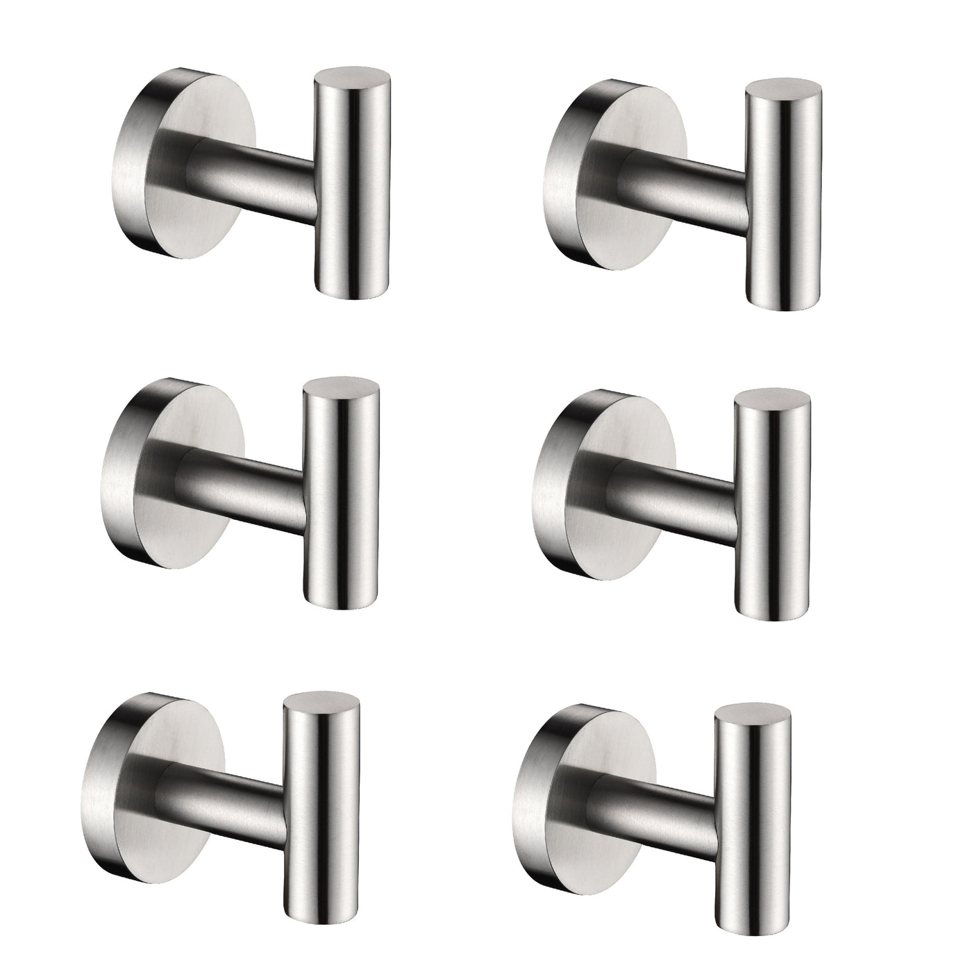 6-Pack Stainless Steel Wall Towel Hooks