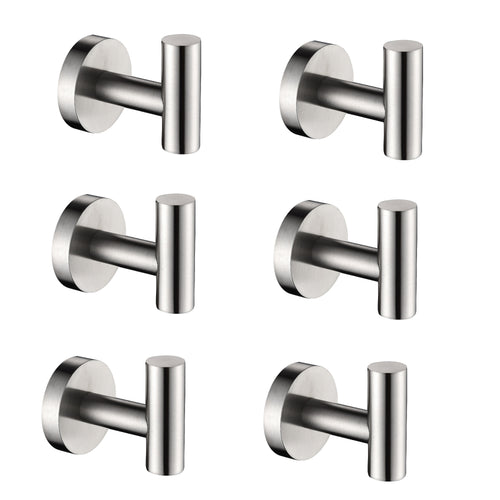 6-Pack Stainless Steel Wall Towel Hooks