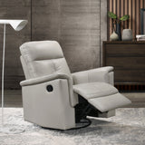 Silver Leather Reclining Swivel Glider Chair Motion Modern