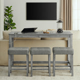 Solid Wood Bar Table Set Grey