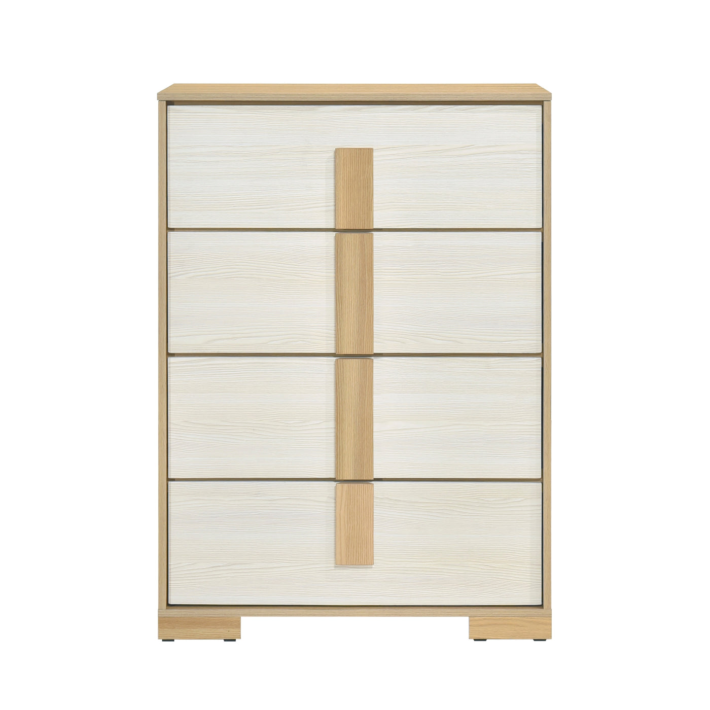 Contemporary 4-Drawer Wood Storage Chest Dresser White Natural