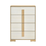 Contemporary 4-Drawer Wood Storage Chest Dresser White Natural