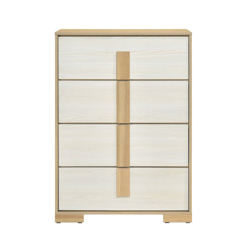 Contemporary 4-Drawer Wood Storage Chest Dresser White Natural