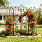 4 Pack Metal Garden Trellis 86.7" x 19.7" Rustproof Black