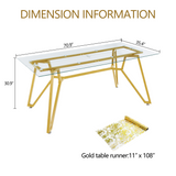 Rectangular Glass Dining Table Gold 71"