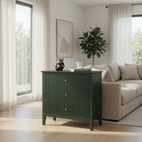 3-Drawer Engineered Wood Nightstand Green