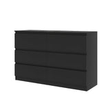 Black 6 Drawer Dresser with Concealed Handles and Countertop