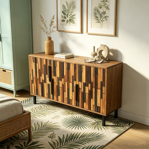 47.24" Modern Accent Sideboard Cabinet Wood Pattern