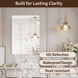 Modern Frameless Bathroom Mirror, 36 x 30 Inch Rectangular Vanity Mirror