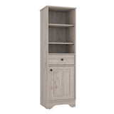 Linen Cabinet with Three Open Shelves, Drawer and Door