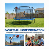 Outdoor Trampoline 14' - Basketball Hoop, Enclosure Net, Ladder