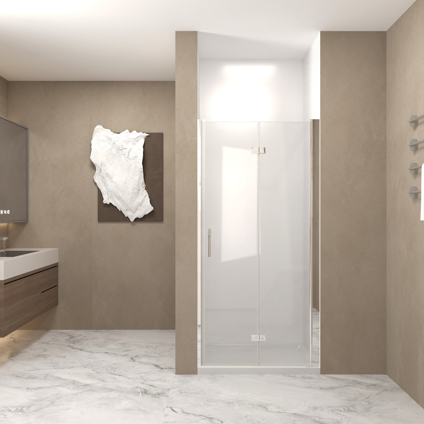 Bifold Shower Door 33-32"x72" Tempered Glass Chrome Frame