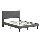 Modern Gray Queen Upholstered Platform Bed Frame