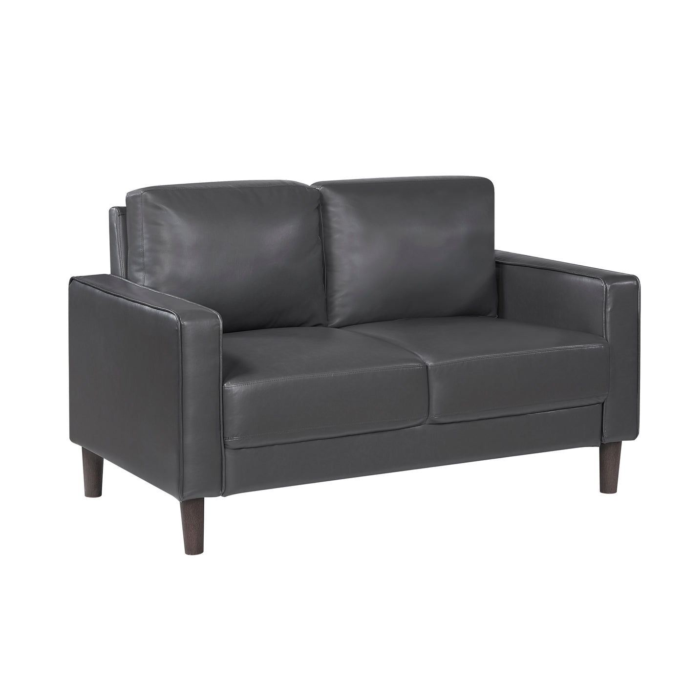 Dark Gray Faux Leather Loveseat Cushion Back
