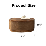 Round Engineered Wood Coffee Table with Storage Natural