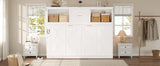 White Twin Size Murphy Bed with Charging Station and Drawer, Solid Pine Wood + MDF