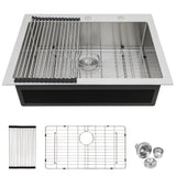 33x22 Brushed Nickel Stainless Steel Drop-In Kitchen Sink Single Bowl