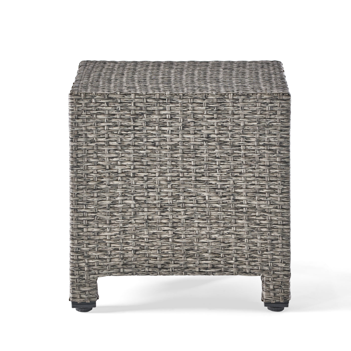 Black Rattan Cube Side Table 18 Inch Accent