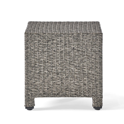 Black Rattan Cube Side Table 18 Inch Accent