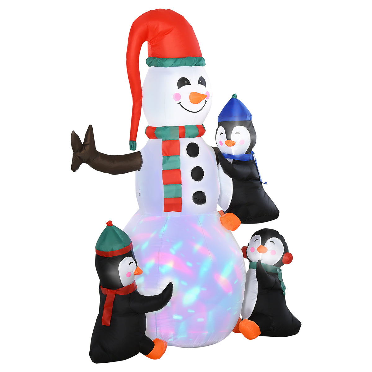 HOMCOM 6' Christmas Inflatables Outdoor Decorations Snowman with Penguins, Blow-