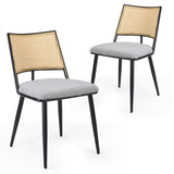 Set of 2 Mid-Century Modern Dining Chairs, Boucle Upholstered