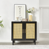 Side panel buffet cabinet with natural rattan door, rattan storage cabinet