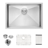 28 Inch Undermount Stainless Steel Kitchen Sink with Brushed Nickel Finish - 16